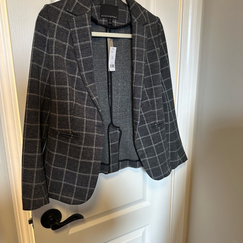 Banana Republic Women's Gray Plaid Jacket
